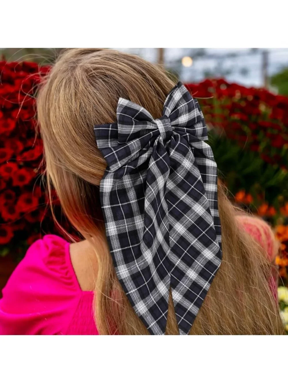 16 Pcs Silky Satin Hair Bows - Oversized Ribbons for Women, Long Tail Clips